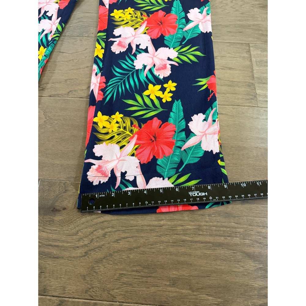Soft‎ Surroundings Tropical Floral Wide Leg Pants Navy Blue Red PS Petite Small - Picture 6 of 10